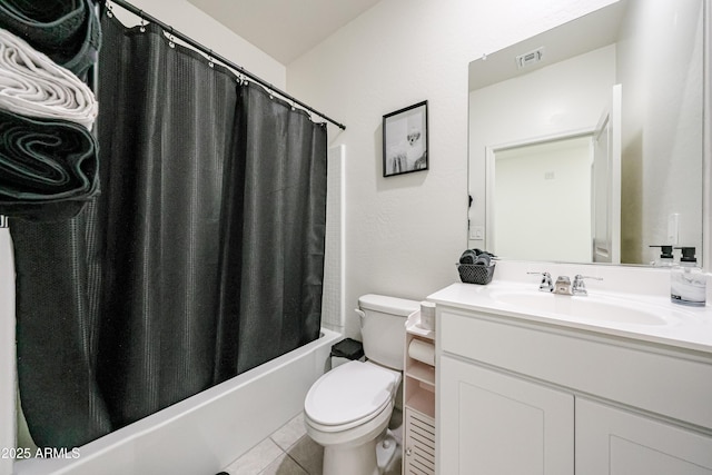 5721 W Coplen Farms Rd, Laveen, AZ 85339 - full bath with vanity, toilet, shower / tub combo with curtain, and tile patterned flooring