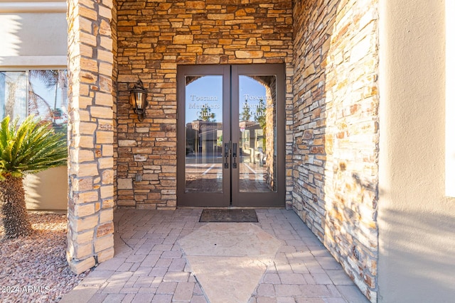 view of exterior entry with french doors