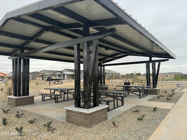 view of community featuring a patio and a gazebo