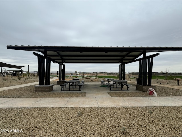 view of community featuring a patio area and a gazebo