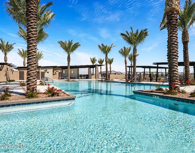 pool with a patio area