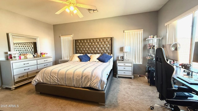 bedroom with carpet floors and ceiling fan