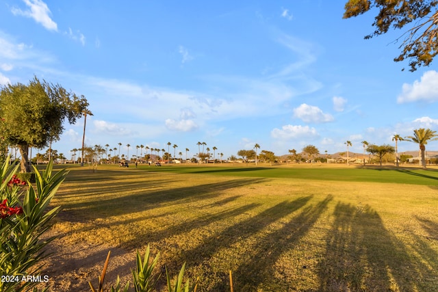 view of property's community featuring a lawn