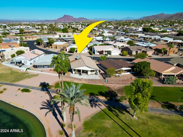 aerial view with a mountain view