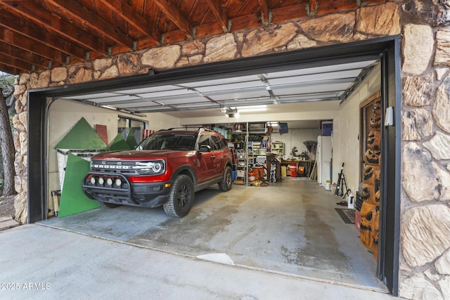 garage with a garage door opener