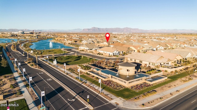 drone / aerial view with a mountain view