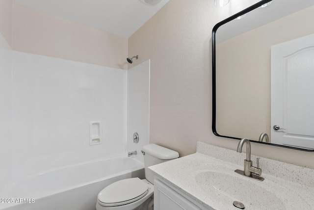 full bathroom featuring vanity, shower / bathing tub combination, and toilet