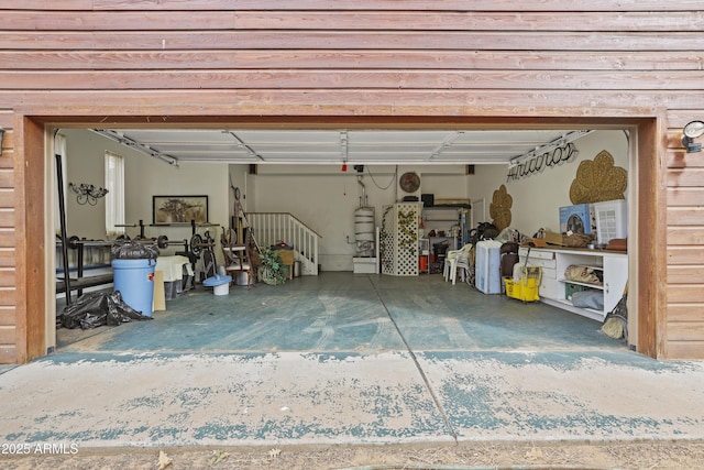 garage with a garage door opener