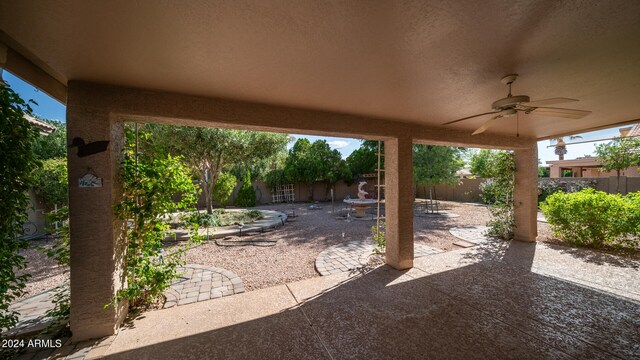 view of patio with ceiling fan