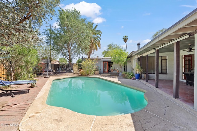 1749 W Monterosa St, Phoenix, AZ 85015 - outdoor pool featuring a patio and a ceiling fan