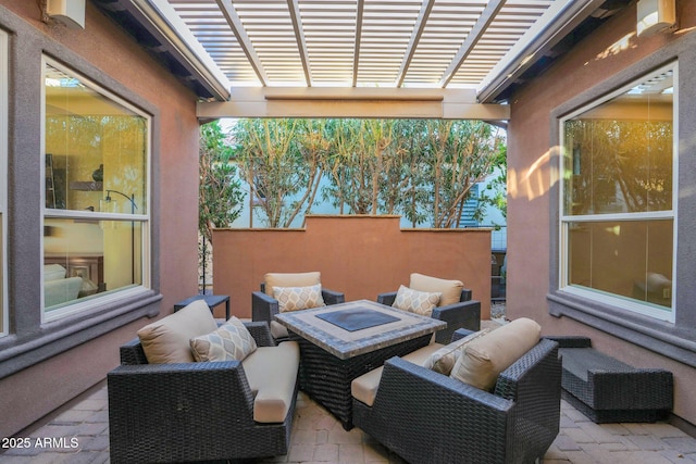 view of patio with an outdoor living space