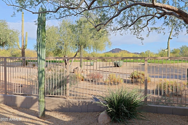 view of yard with a mountain view