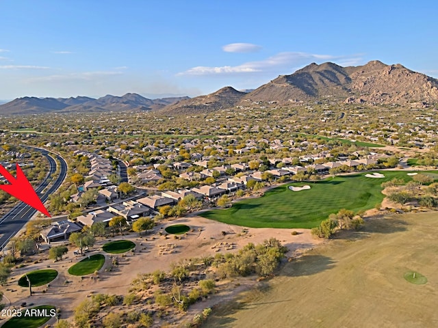 drone / aerial view with a mountain view