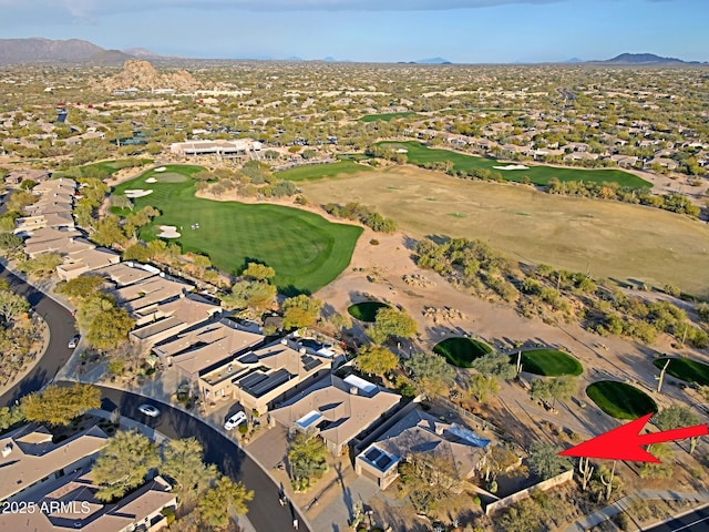 drone / aerial view featuring a mountain view