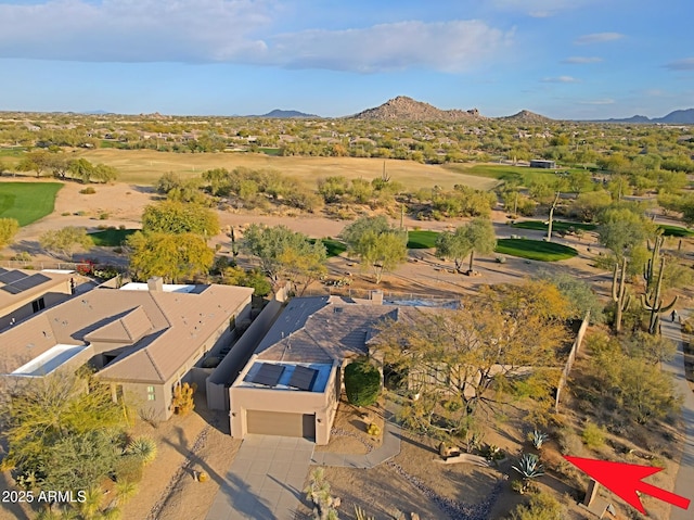 drone / aerial view with a mountain view