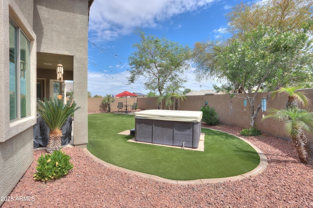 view of yard featuring a fenced backyard