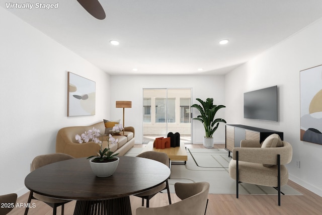 living room featuring light hardwood / wood-style floors