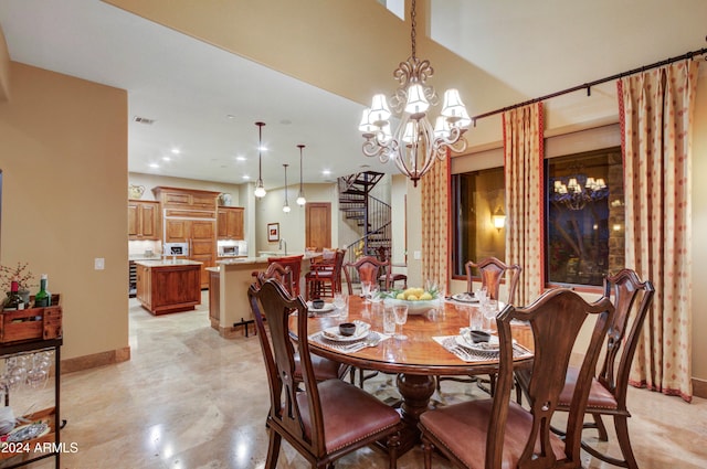 dining room featuring a notable chandelier