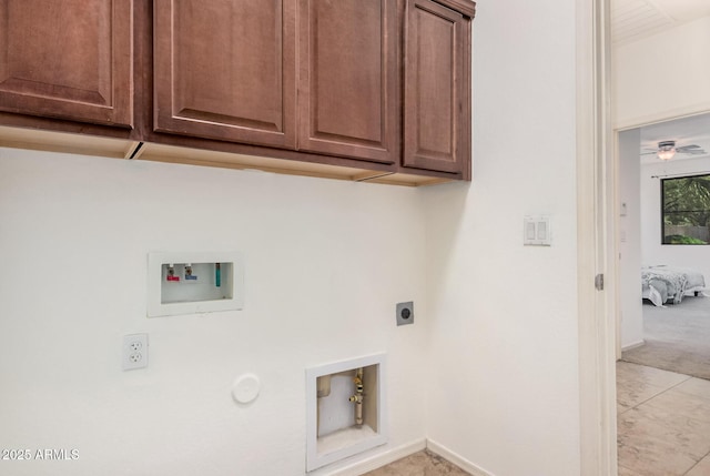 3622 E Sparrow Pl, Chandler, AZ 85286 - laundry room with cabinet space, hookup for a washing machine, electric dryer hookup, hookup for a gas dryer, and light marble finish flooring