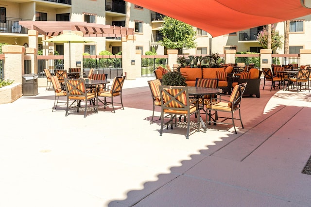 view of patio / terrace featuring a pergola