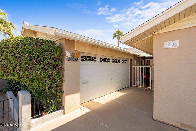 view of garage