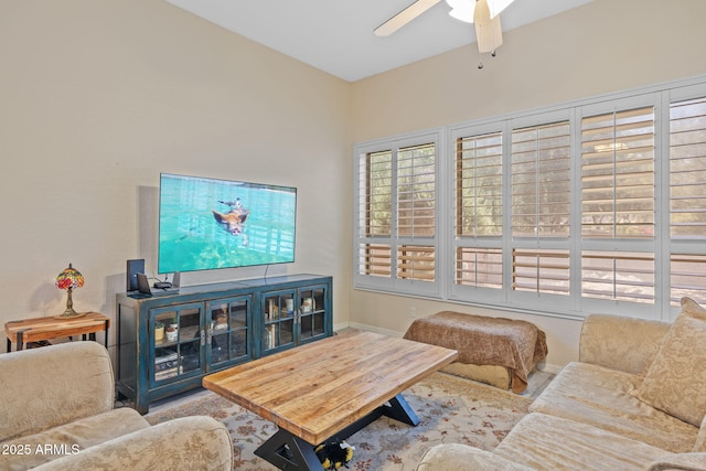1943 E Drake Dr, Tempe, AZ 85283 - living area featuring ceiling fan and baseboards