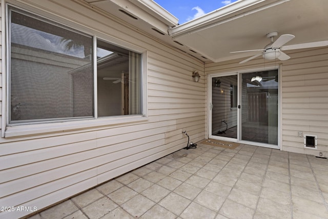 view of patio / terrace with a ceiling fan