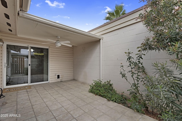 view of patio / terrace with a ceiling fan