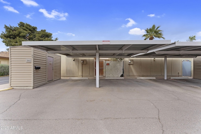 view of covered parking lot