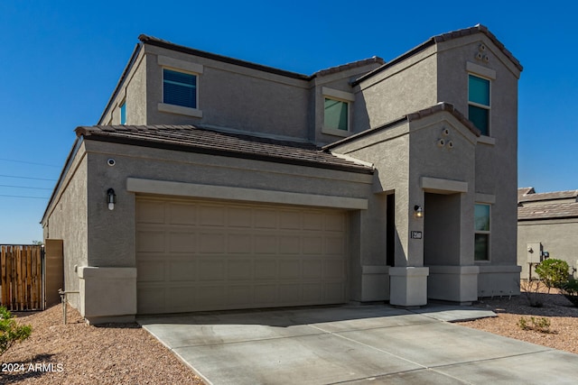 view of front property with a garage