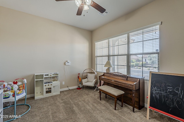 3925 E Elmwood St, Mesa, AZ 85205 - living area with a ceiling fan, plenty of natural light, and carpet flooring