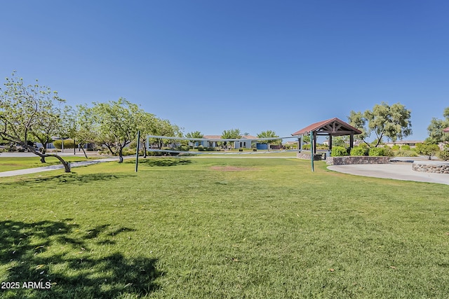 3925 E Elmwood St, Mesa, AZ 85205 - view of property's community featuring volleyball court, a gazebo, and a yard