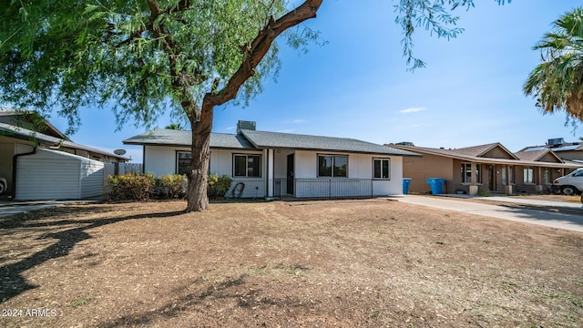 view of single story home