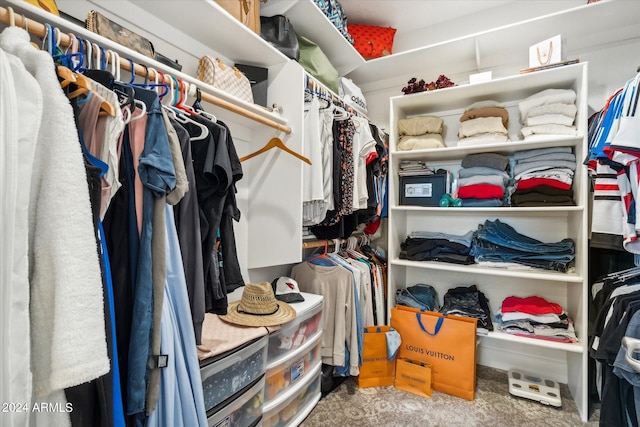 spacious closet with carpet flooring