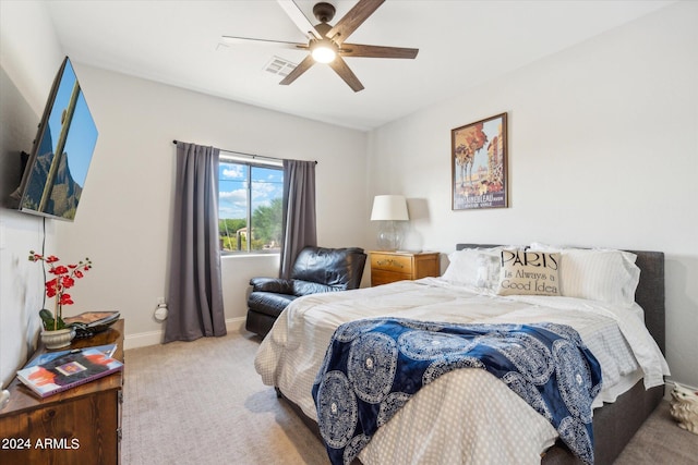 bedroom with carpet floors and ceiling fan