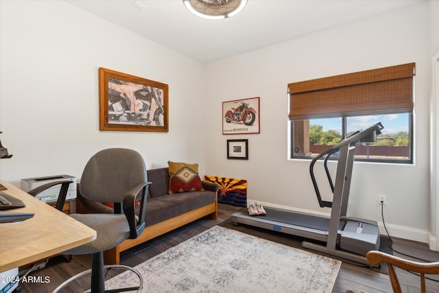 office space with dark hardwood / wood-style flooring