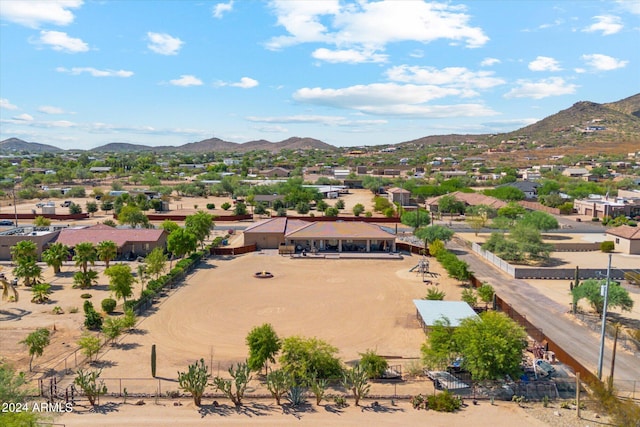 aerial view with a mountain view