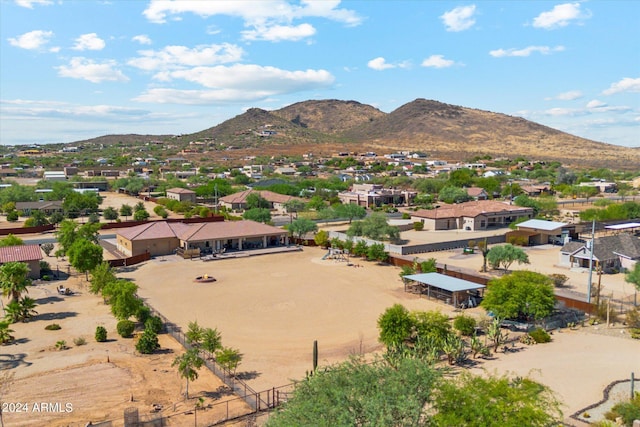 drone / aerial view featuring a mountain view