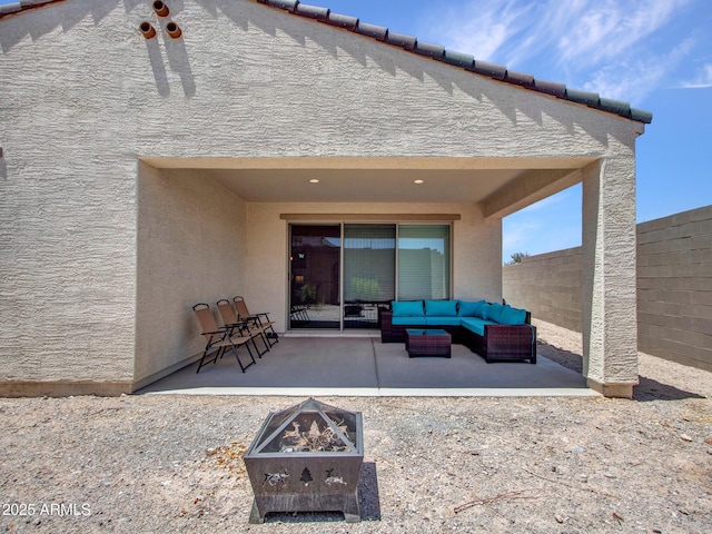 15817 S 177th Dr, Goodyear, AZ 85338 - view of patio with an outdoor living space with a fire pit