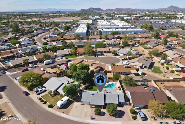 bird's eye view featuring a mountain view