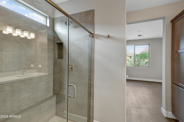 bathroom with walk in shower