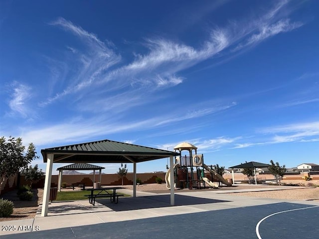 exterior space with a gazebo and a playground