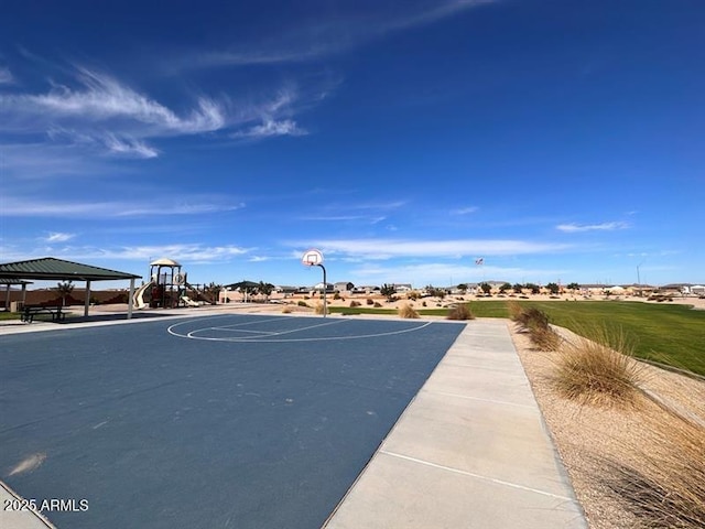 view of sport court with a gazebo