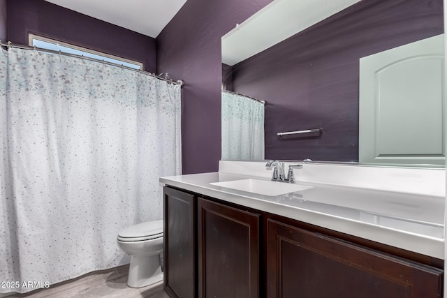 40913 W Williams Way, Maricopa, AZ 85138 - bathroom featuring vanity, wood finished floors, and a shower with curtain