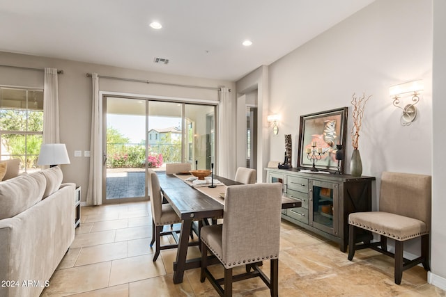 dining room with plenty of natural light