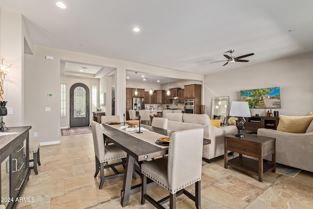 dining area featuring ceiling fan