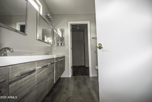20221 N 31st St, Phoenix, AZ 85050 - bathroom with wood finished floors, vanity, and toilet
