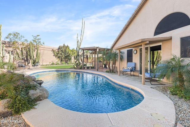 view of pool featuring a patio