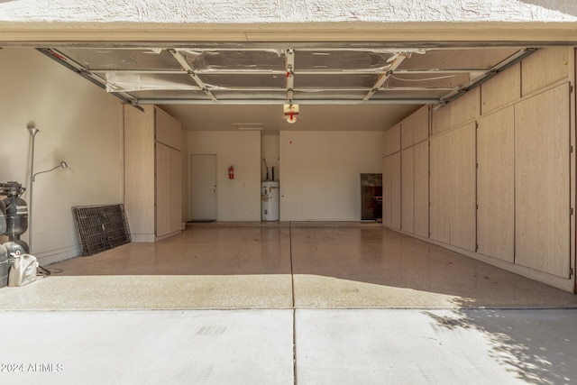 garage featuring water heater