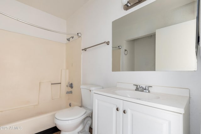 full bathroom featuring shower / tub combination, vanity, and toilet